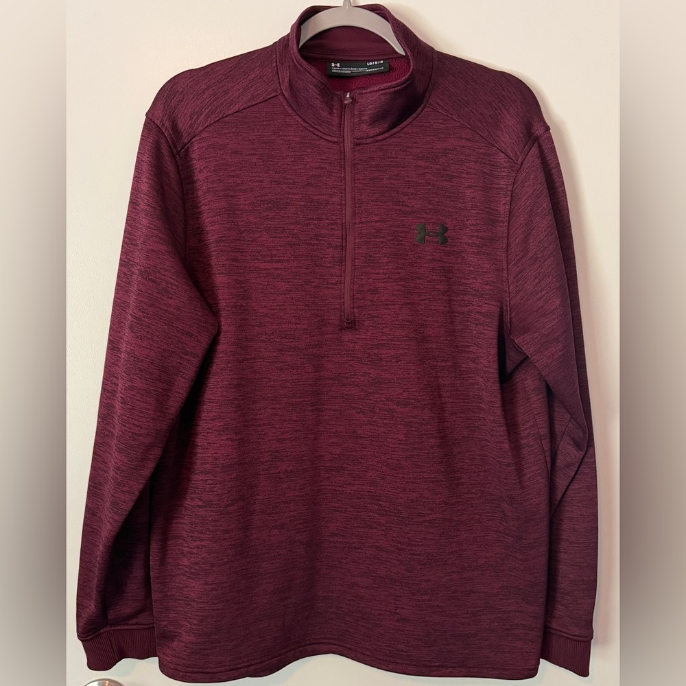 Under Armour ColdGear ¼ Zip Pullover – Men’s Size L, Red/Plum